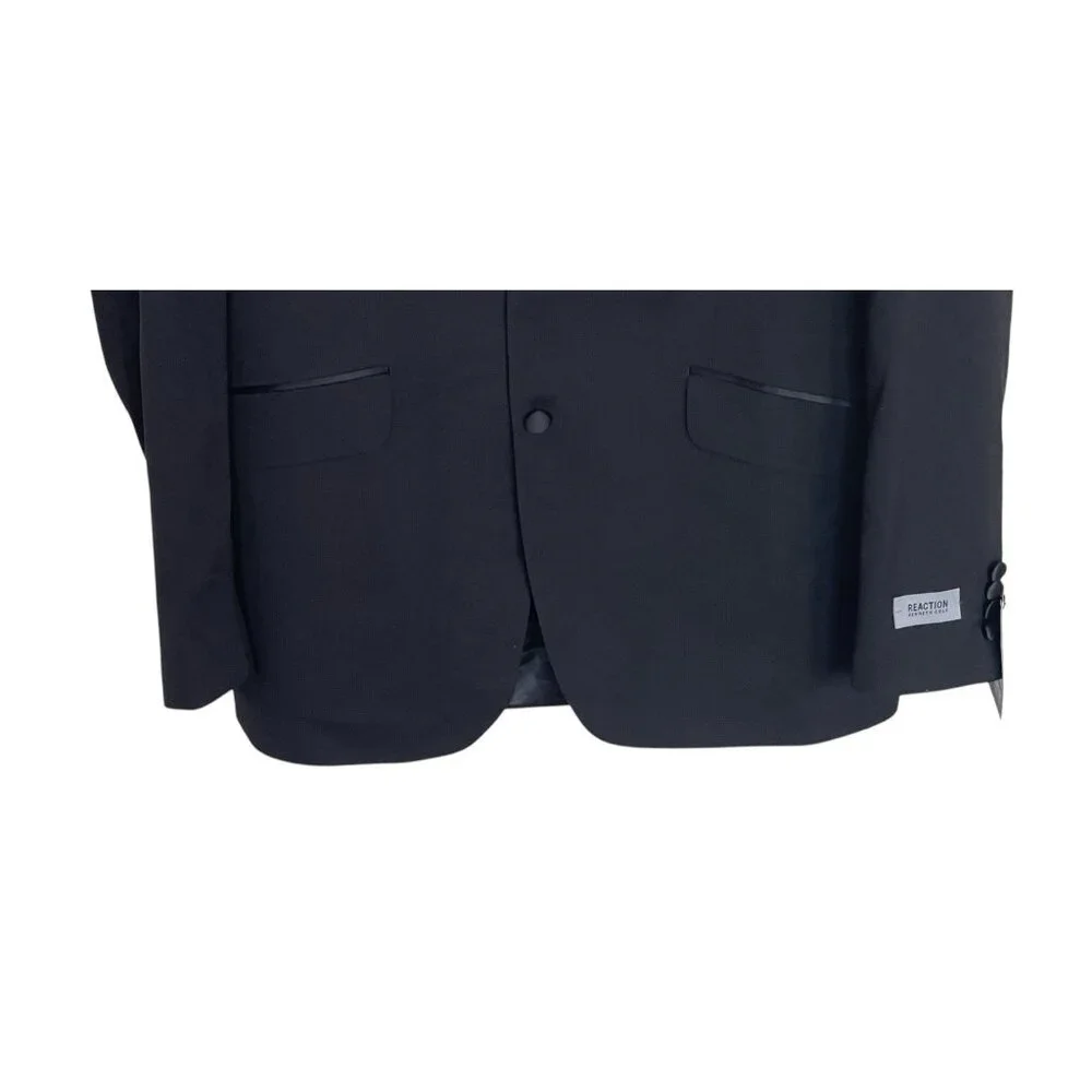 Reaction Kenneth Cole Blazer Jacket‎ Coat Mens Size 43 Long Black Techni Cole